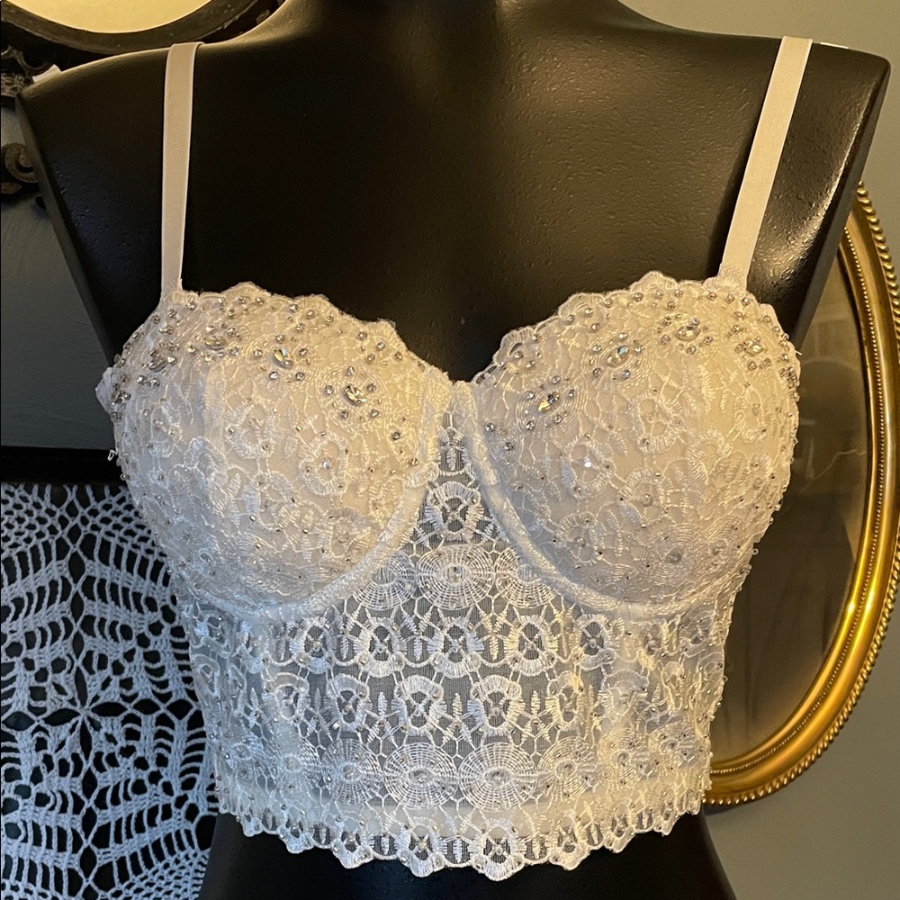Say What? White Lace Crop Top